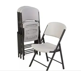 42803 White Lifetime Commercial Grade 500lbs Contoured Folding Chair Granite/ Grey 4pk