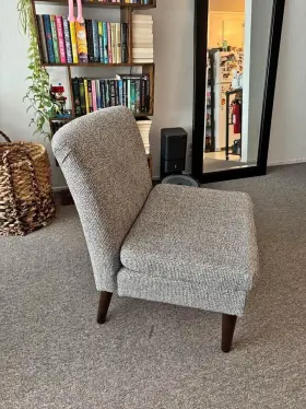Tp07012 White Modern Accent Chair Single Wood Frame Living Room Armchair Stripped Gray