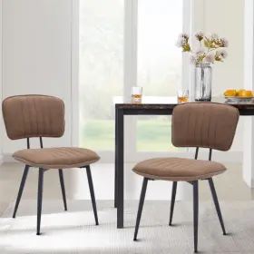 Mt010-1brn Whiterye Fabric Dining Chairs Set Of 2 Upholstered Kitchen With Metal