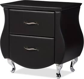 Wholesale Interiors 313023641601 Modern Black Faux Leather Upholstered Nightstand By Erin