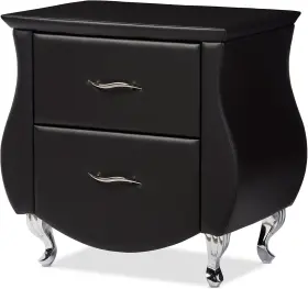 Wholesale Interiors 313023641601 Modern Black Faux Leather Upholstered Nightstand By Erin