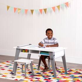 Wildkin 91375353 2pk Arts And Crafts Kidsft Table Stools Gray Unupholstered Wood Dining