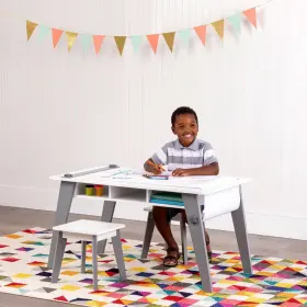 91375353 Wildkin 2pk Arts And Crafts Kidsft Table Stools Gray Unupholstered Wood Dining
