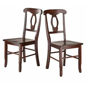 Winsome 021713942081 Renaissance 2-pc Dining Chair Set Key Hole Back Walnut