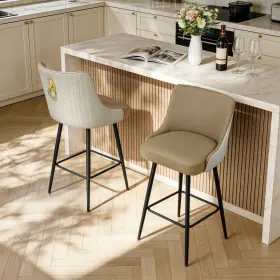 Bcwmv93he Wisfor 40ftft Tall Swivel Bar Stool Microfiber Leather Counter Height Chair Metal Leg
