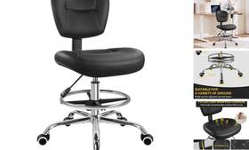 Wkwker 810084105856 Drafting Chair With Back Footrest Adjustable Office Stool 360 Swivel