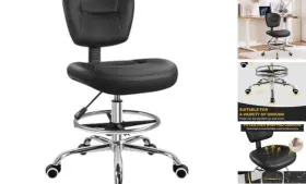 Wkwker 810084105856 Drafting Chair With Back Footrest Adjustable Office Stool 360 Swivel