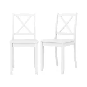 Wood Dining Chair Set 197867567491 Of 2 With Rubber Legs And Curved Backrest-white - Col