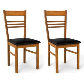 Wood Dining Chairs Set 694162398428 Of 2 With Rubber Frame-walnut - Color Walnut