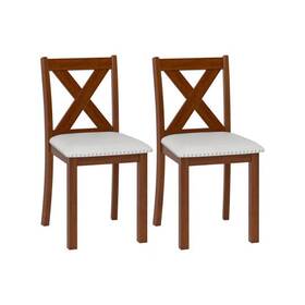 Wooden Dining Chair Set 694162374552 Of 2 With Padded Seat And Curved Back-beige - Color Bei