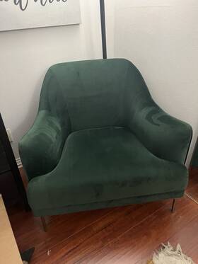 World Market 26000879 Green Upholstered Accent Chair Brass Finish Metal Legs - Samara