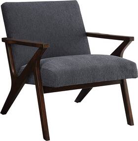 Worldwide Homefurnishings 841173025298 Mid-century Fabric &solid Wood Grey Accent Chair- Gray