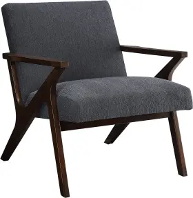 Worldwide Homefurnishings 841173025298 Mid-century Fabric &solid Wood Grey Accent Chair- Gray
