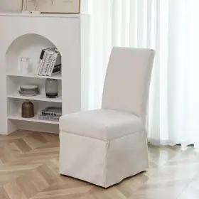 90036692 Wovenbyrd Classic Covered Armless Dining Chair Cream Boucle Performance Fabric