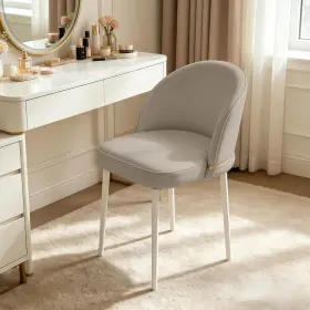 Wxjhl 173905435601 Upholstered Armless Desk Chair With Metal Legs Grey