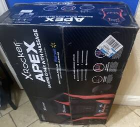 X Rocker 094332700428 Apex Gaming Chair Black Red Massage Lumbar Pillow Ergonomic Footrest
