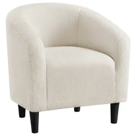 Yaheetech 445036419434 Upholstered Club Chair Accent Barrel Easy Assembly Polyester Wood Ivory