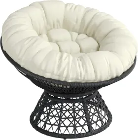 615118 Yaheetech 40 Inch Ergonomic Swivel Wicker Papasan Chair With Thick Tufted Cushions
