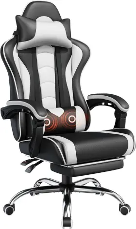 Yaheetech 629722665580 Gaming Chair Video Game With Massage Lumbar Support And Footrest