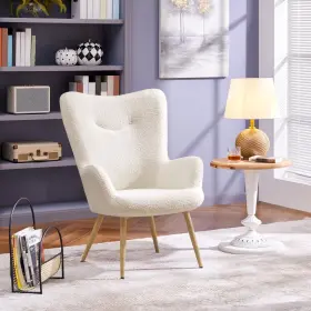 Yaheetech 760072851916 Boucle Accent Chair Modern Fluffy Sherpa Armchair With High Back Woodt