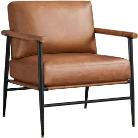 92418935 Yaheetech Mid-century Accent Chair Reading With Metal Frame Retro Brown