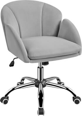 Yaheetech B0brtl123 Velvet Desk Chair With Armrests Swivel Rolling Vanity Gray