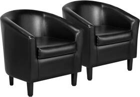 Yaheetech Yt-00095327 Barrel Chairs Set Of 2 Faux Leather Club Armchairs Pu Accent