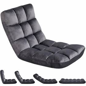 Yaheetech Yt-00100619 Floor Folding Chair With Back Support 44 Inch D X 21 W 5.5 H Grey