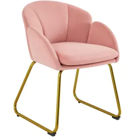 Yt-00117893 Yaheetech Flower Shape Velvet Vanity Chair Modern Side Armchair Fabric Pink