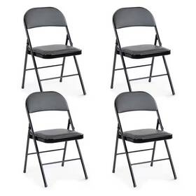 Yangming 445042832883 Outdoor Metal Leather Padded Dining Chair Set Of 4 Foldable Chairs For Indoor W