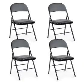 Yangming 445042832883 Outdoor Metal Leather Padded Dining Chair Set Of 4 Foldable Chairs For Indoor W