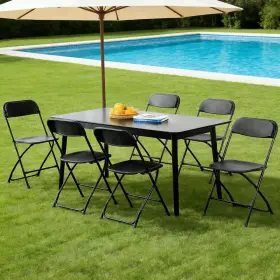 Yangming 705353544576 Black Metal Frame Plastic Portable Folding Chair Outdoor Dining Set Of 6 Yangming 705353544576 Black Metal Frame Plastic Portable Folding Chair Outdoor Dining Set Of 6