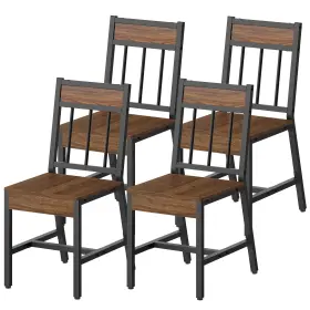 Cy03l4bh Yatiney Dining Chairs Set Of 4 Kitchen With Metal Frame Slanted Back Indust