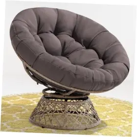 Yes4all 810127110748 40 Inch Ergonomic Wicker Papasan Chair With Smoky Quartz - Brown Base Classic