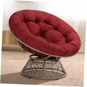 F21t1 Yes4all 40 Inch Ergonomic Wicker Papasan Chair Cherry Sangria - Brown Base Classic