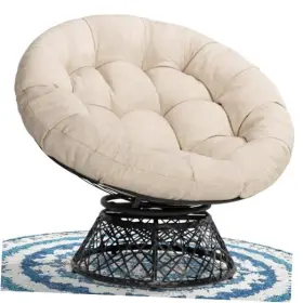 K1bb Yes4all 40 Inch Ergonomic Wicker Papasan Chair With Sephia Sand - Black Base Classic