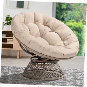 R63l Yes4all Sepia Sand - Brown Base 40 Inch Ergonomic Wicker Papasan Chair With Soft Thick