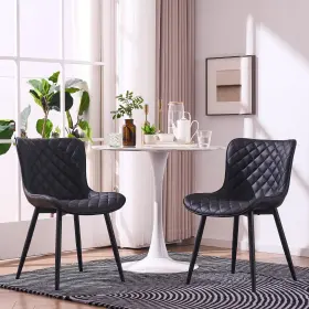 Ynk-1935-bk Younike Dining Kitchen Desk Chairs Modern Minimalist Faux Leather Indoor Padd