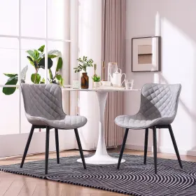 Ynk-1935-gr Younike Dining Kitchen Desk Chairs Modern Minimalist Faux Leather Indoor Padded Uphol