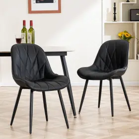 Ynk-1947l-1 Younike Dining Chairs Set Of 2 Black Modern Kitchen With Adjustable Fe