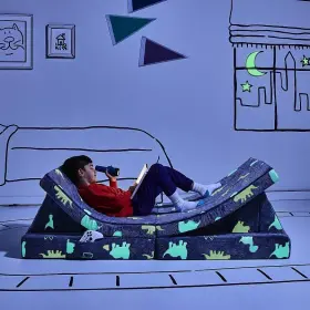 3081765 Yourigami Kids And Toddler Play Couch Convertible Glow In The Dark Dinosaur