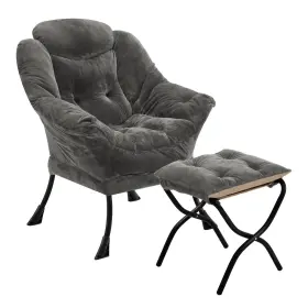 Yx04-001-dg-f-p Youtanic Lazy Chair With Folding Ottoman Accent Plush Upholstered Metal St