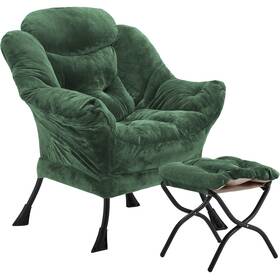 Youtanic Yx04-001-green-f-p Lazy Chair With Folding Ottoman Accent Plush Upholstered