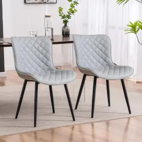 Youtaste 769293277925 Grey Dining Chairs Set Of 2 Mid Century Modern Pu Leather Upholstered Kitchen