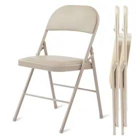 Yssoa 198401034714 2 Pack Folding Chairs With Padded Vinyl Cushion Seats And Durable Metal Frame F