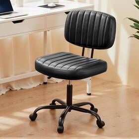 Yssoa 198401040357 Ergonomic Pu Leather Office Chair - Adjustable Height Black Adult-size