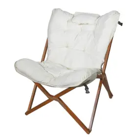 Ic513wpt-cre Zenithen Indoor Wood Butterfly Accent Chair For Dorms Bedrooms Creme White