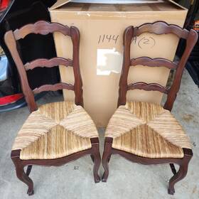 Zin Home Zfc-1144pa Pair French Country Ladderback Dining Chairs Rush Seat Solid Mahogany Wood Prov