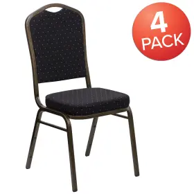 4-fd-c01-b-bk-vy-gg Zmr Furniture 4 Pack Hercules Series Crown Back Stacking Banquet Chair In Black Vinyl - Bla