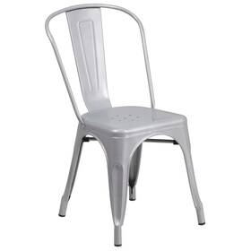 Zmr Furniture Ch-31230-red-gg Perry Commercial Grade Silver Metal Indoor-outdoor Stackable Chair